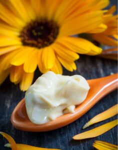 calendula-cream-creme-salbe-ringelblume-loeffel-heilpflanze-cultureandcream-blogpost